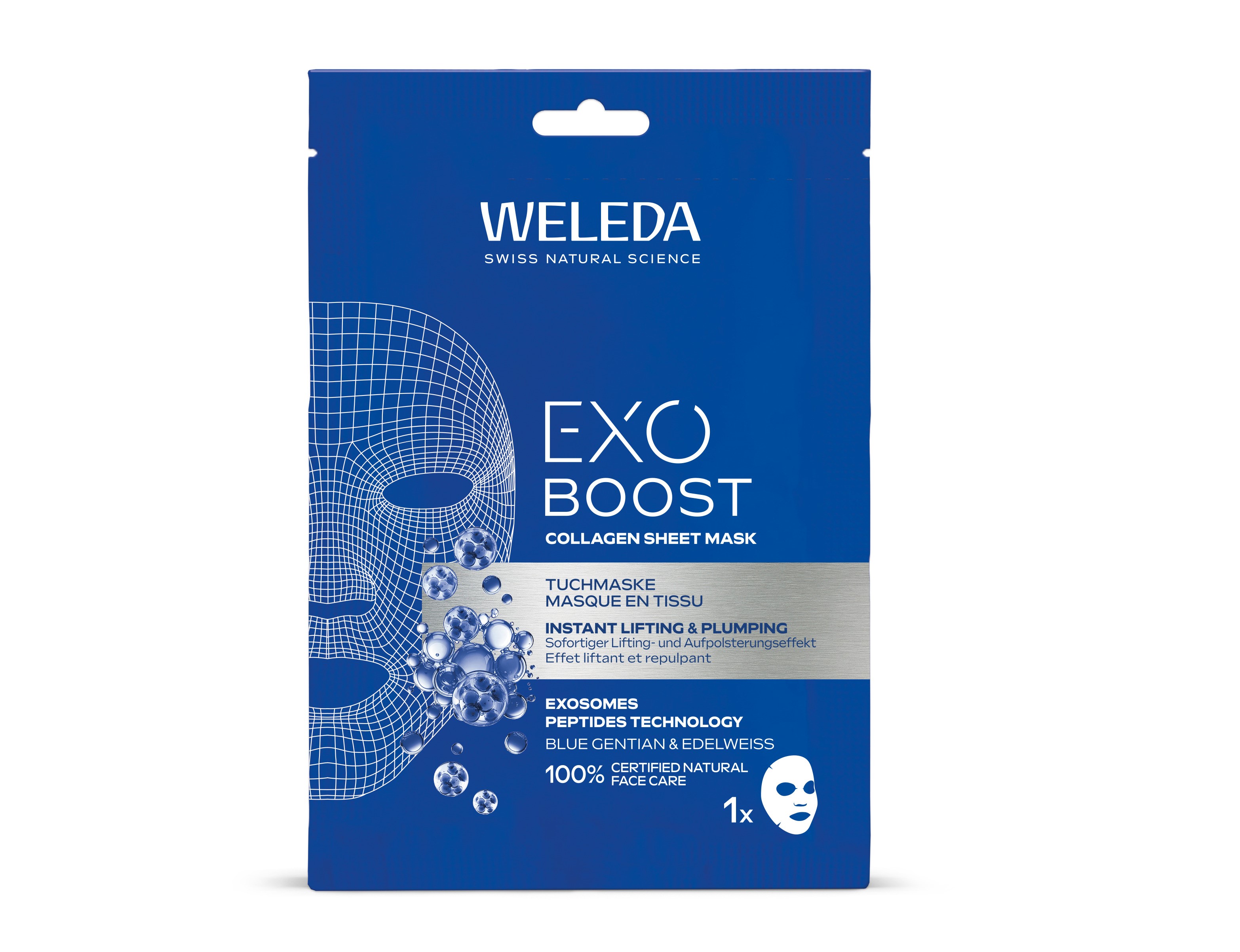 Exo Boost Tuchmaske Blauer Enzian & Edelweiss I © Weleda